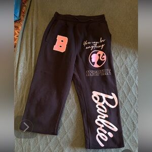 Barbie Black Joggers with Pink Logo Accents Cute sz m